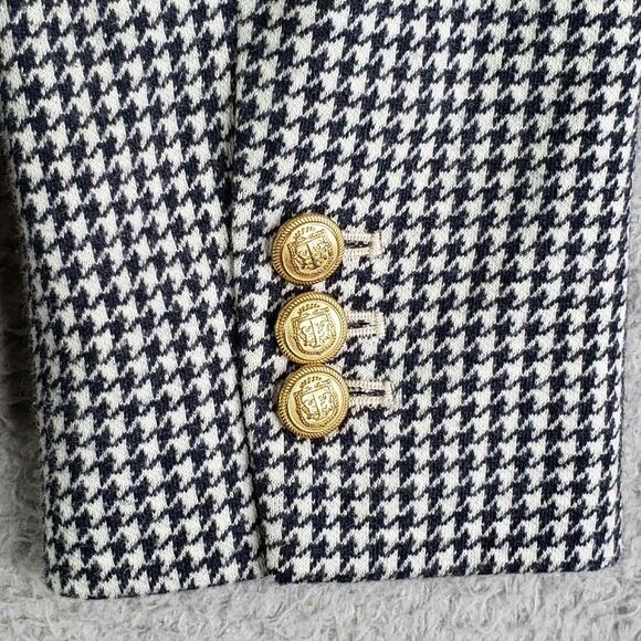 Talbots Blazer Jacket Womens Size 10 Stretch Knit Houndstooth Blue Aberdeen - Picture 7 of 10